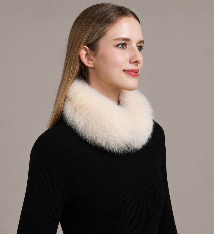 Women’s Real Fox Fur Collar Scarf Genuine Plush Winter Neck Warmer Wrap