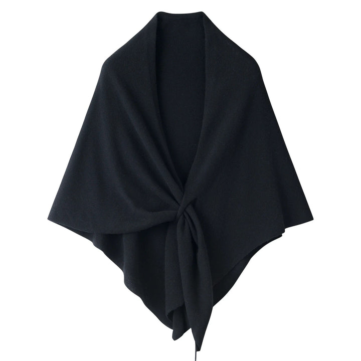 100% Pure Cashmere Shawl Wrap for Women Soft Lightweight Knit Cape Poncho with Front Tie Elegant Warm Shoulder Wrap for Fall Winter