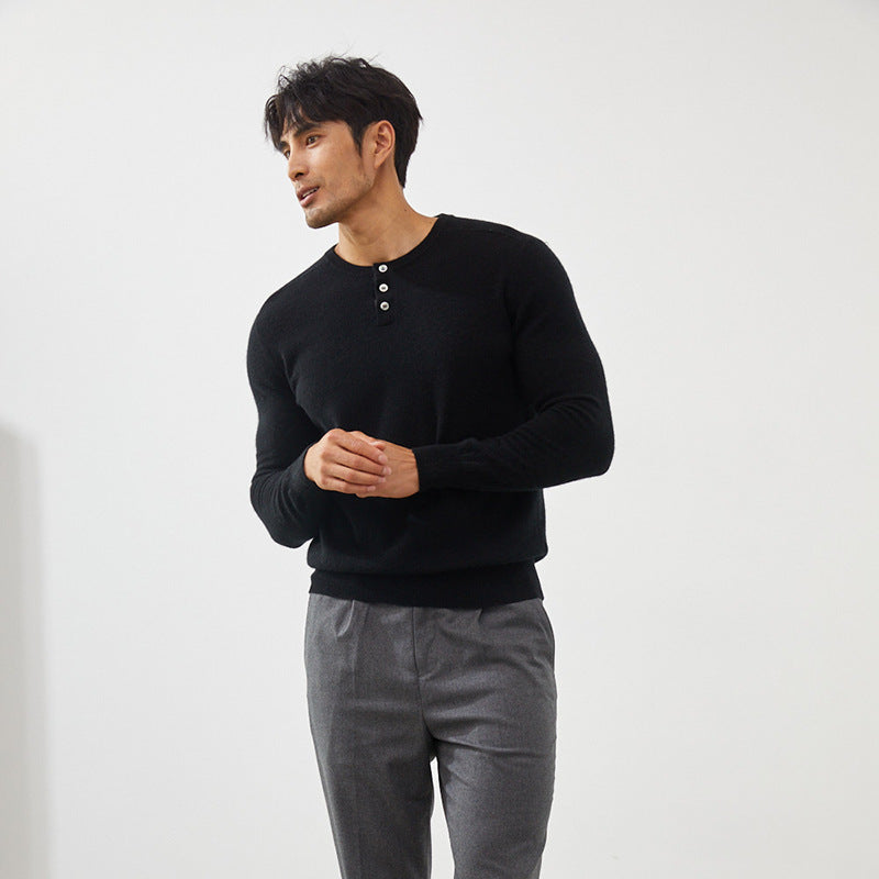 Men's Premium 100% Cashmere Henley Sweater