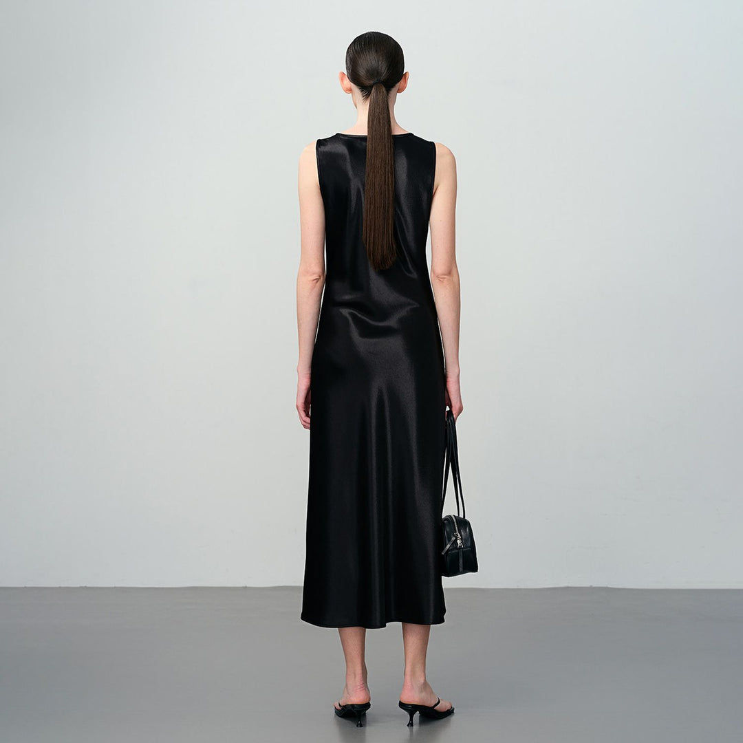 Scoop-Neck 100% Mulberry Silk Sleeveless Slip Dress