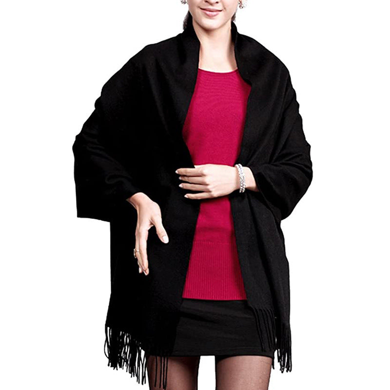 Ladies Classic Cashmere Travel Wrap with Tassels