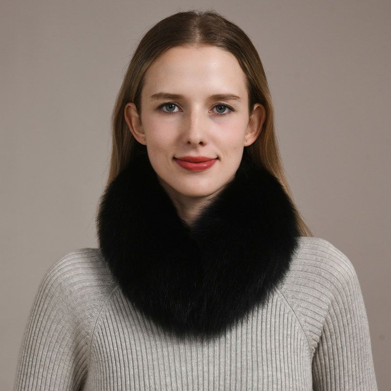 Women’s Real Fox Fur Collar Scarf Genuine Plush Winter Neck Warmer Wrap