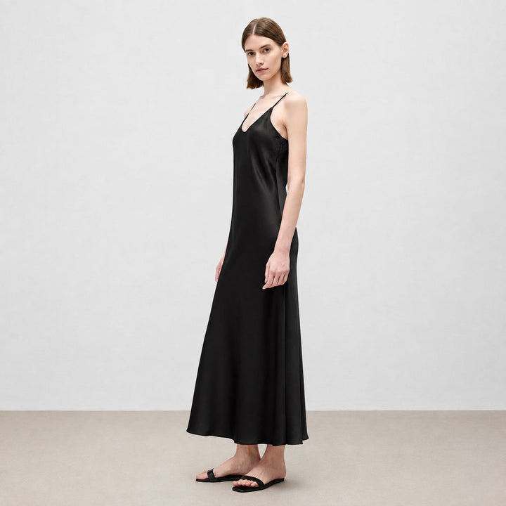 Mulberry Silk V-Neck Long Slip Dress