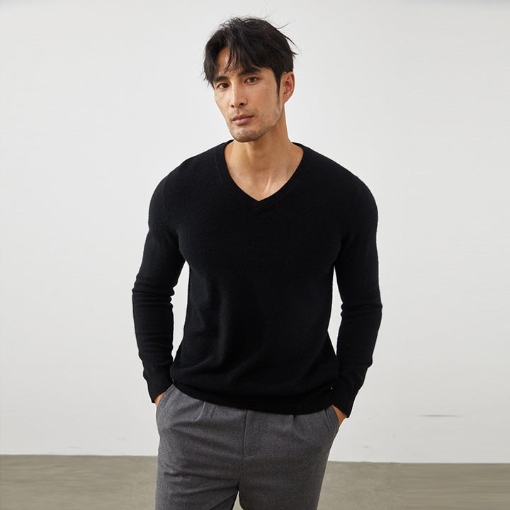 Men's Classic V-Neck 100% Cashmere Pullover Sweater