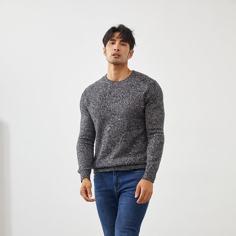 Men's Luxury Marled Crewneck 100% Cashmere Sweater