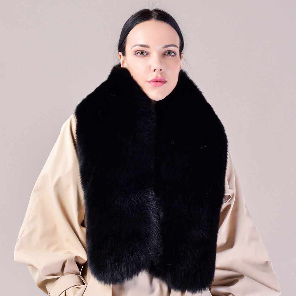 Women's Large Size Real Fox Fur Scarf Winter Luxury Warm Fur Collar