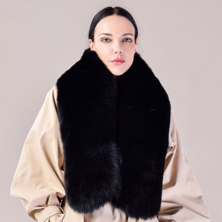 Women's Large Size Real Fox Fur Scarf Winter Luxury Warm Fur Collar