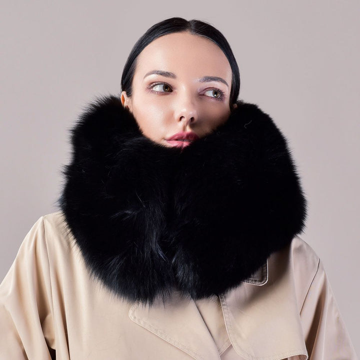 Luxury Real Silver Fox Fur Scarf Collar Oversized Fluffy Natural Fur Neck Warmer Wrap for Women