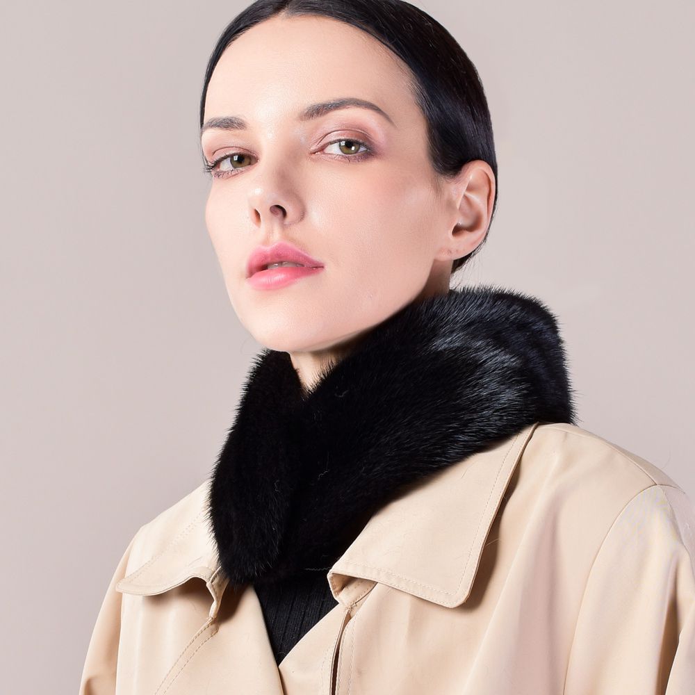 Women’s Real Mink Fur Neck Warmer Scarf Luxurious Fur Collar Wrap with Magnetic Closure