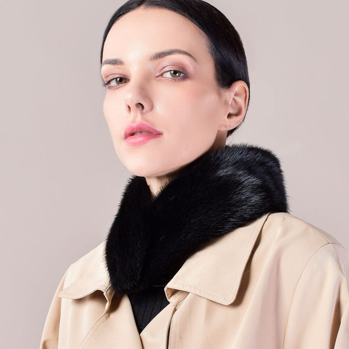 Women’s Real Mink Fur Neck Warmer Scarf Luxurious Fur Collar Wrap with Magnetic Closure
