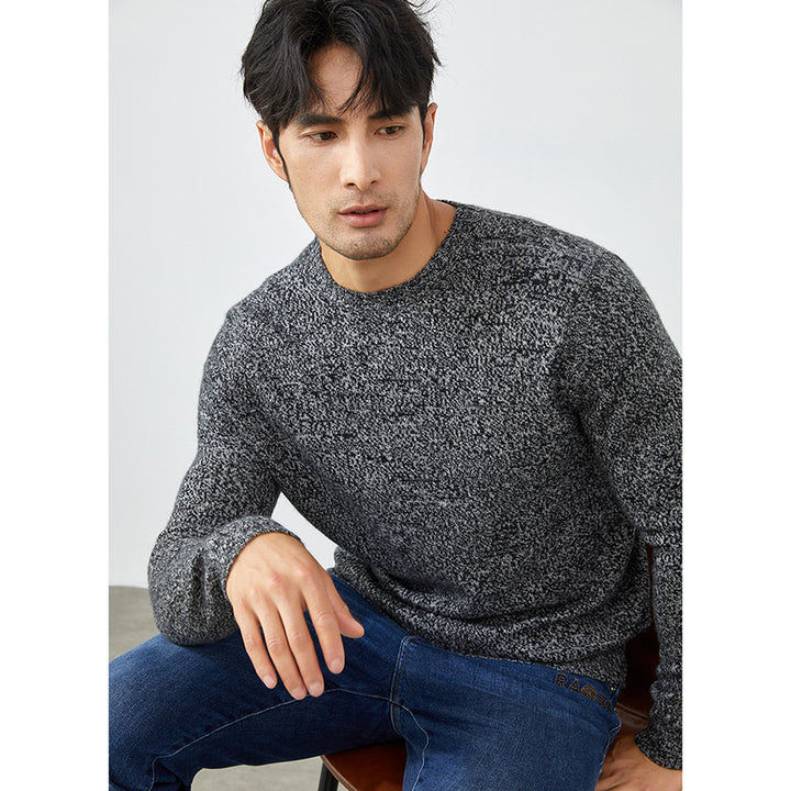 Men's Luxury Marled Crewneck 100% Cashmere Sweater