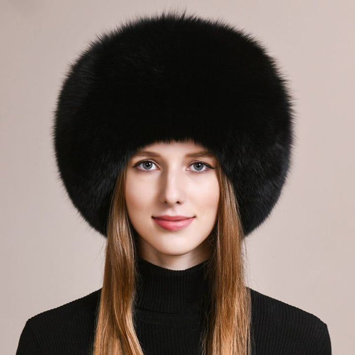 Soft Real Fox Fur Hat with Elegant Tails Women's Winter Fashion Cozy Full-Pelt Fur Beanie for Cold Weather