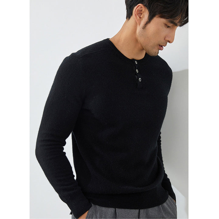 Men's Premium 100% Cashmere Henley Sweater