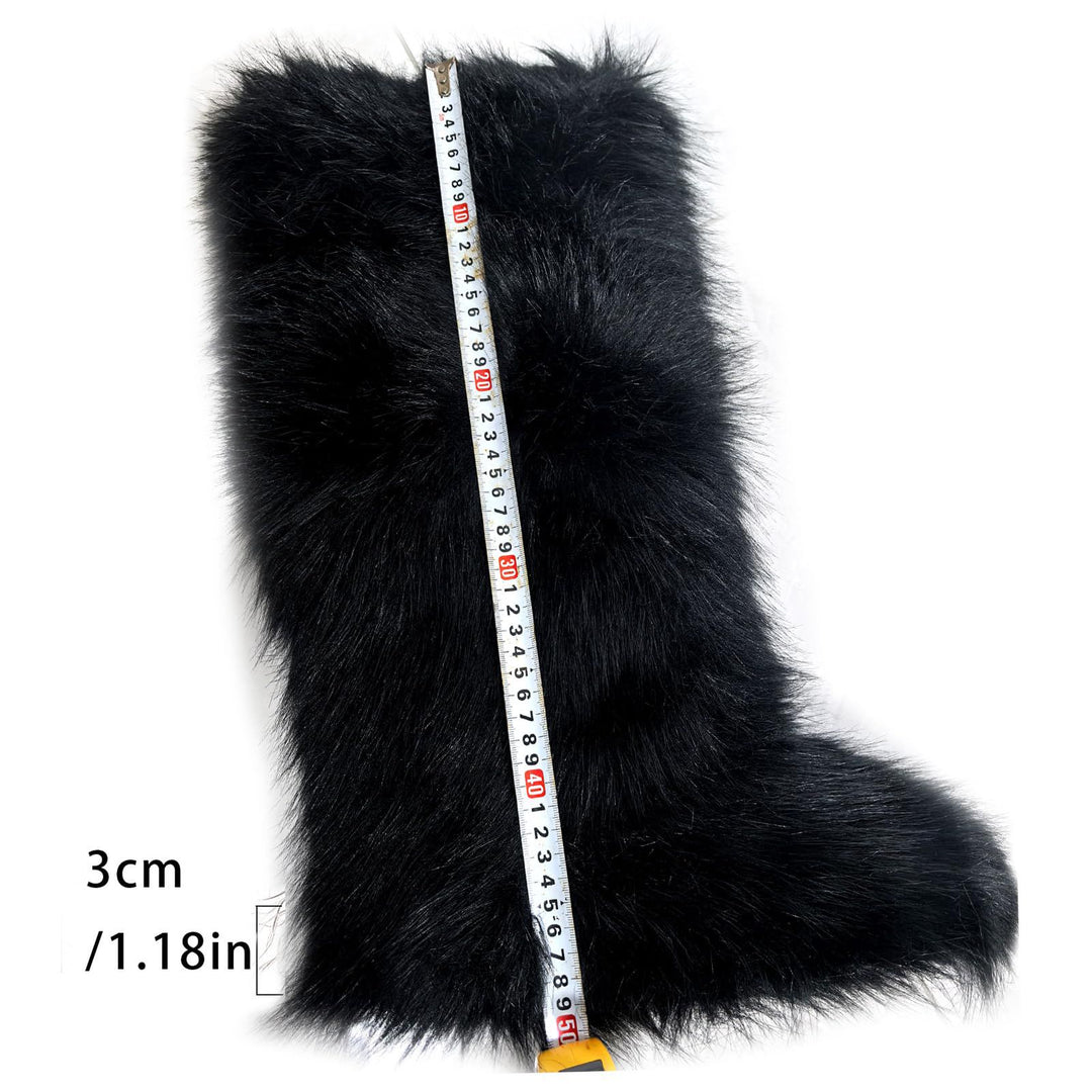 Womens Faux Fur Boot Winter Fluffy Long Furry Boots for Girls Outdoor Fuzzy Knee-High Boots