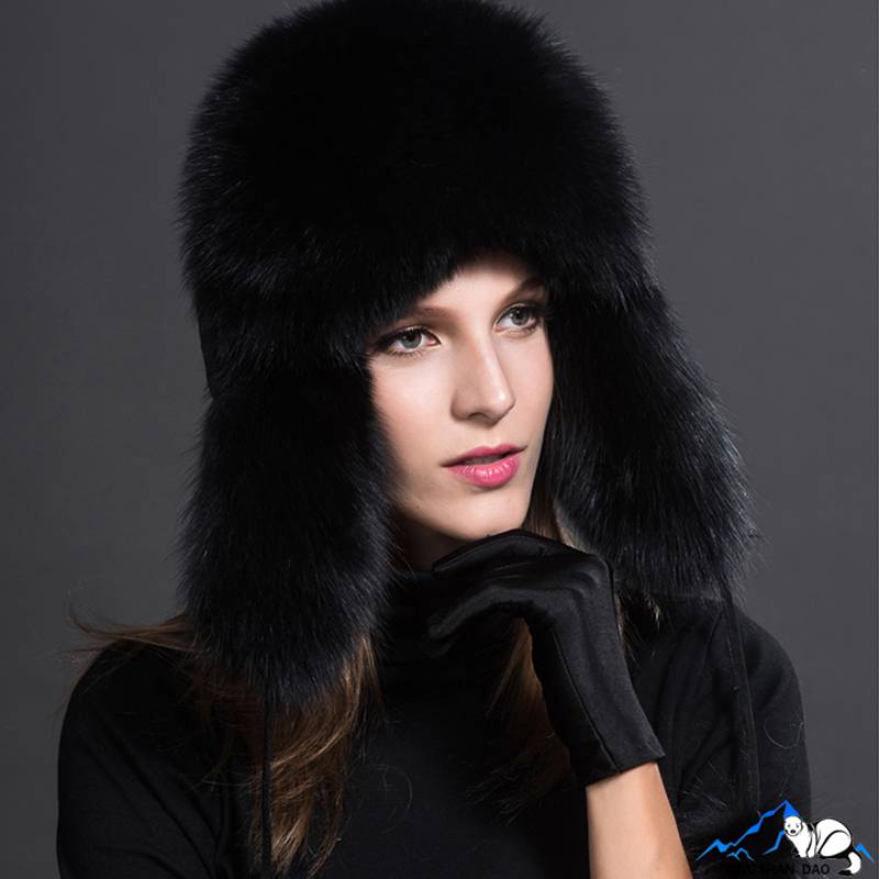 Real Fox Fur Trapper Hats for Women Winter Outdoor Cold Weather Fluffy Fuzzy Furry Genuine Fur Hats