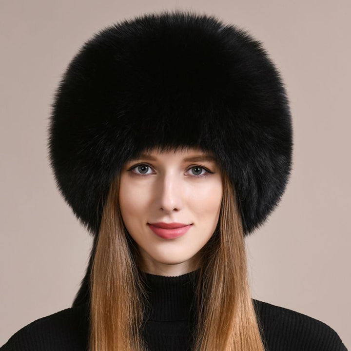 Genuine Fox Fur Hat for Women Luxury Long Tail Full-Pelt Winter Outdoor Hat