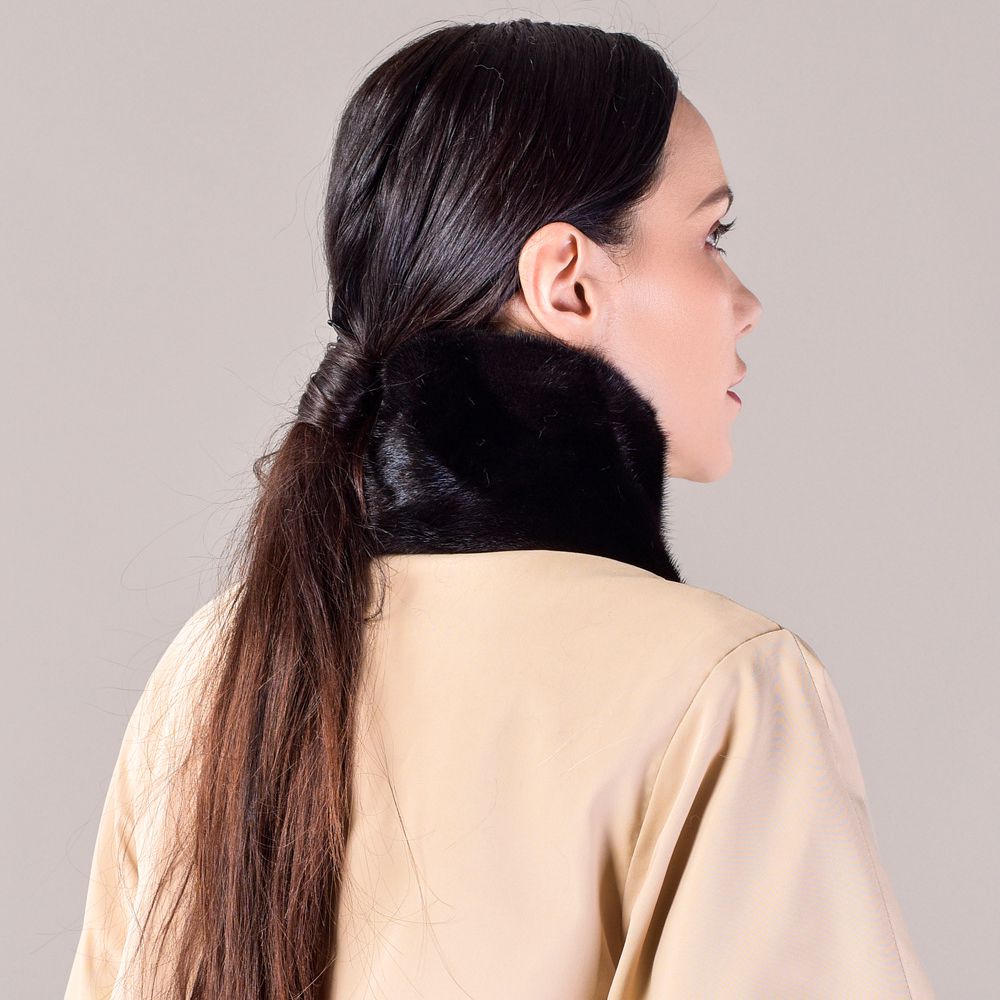 Women's Double-Sided Real Mink Fur Scarf Luxury Winter Lightweight & Elegant Collar Wrap with Slot Loop