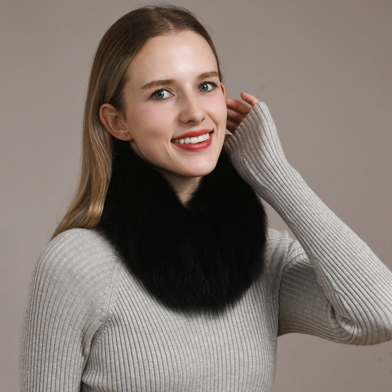 Women’s Real Fox Fur Collar Scarf Genuine Plush Winter Neck Warmer Wrap