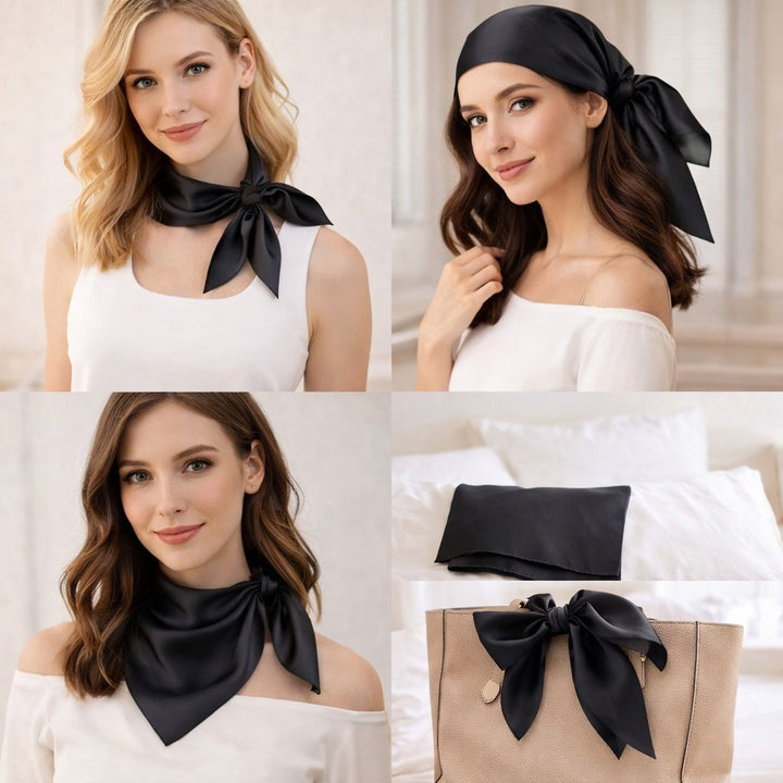 12"-35" Classic Solid Color 100% Mulberry Silk Square Scarves
