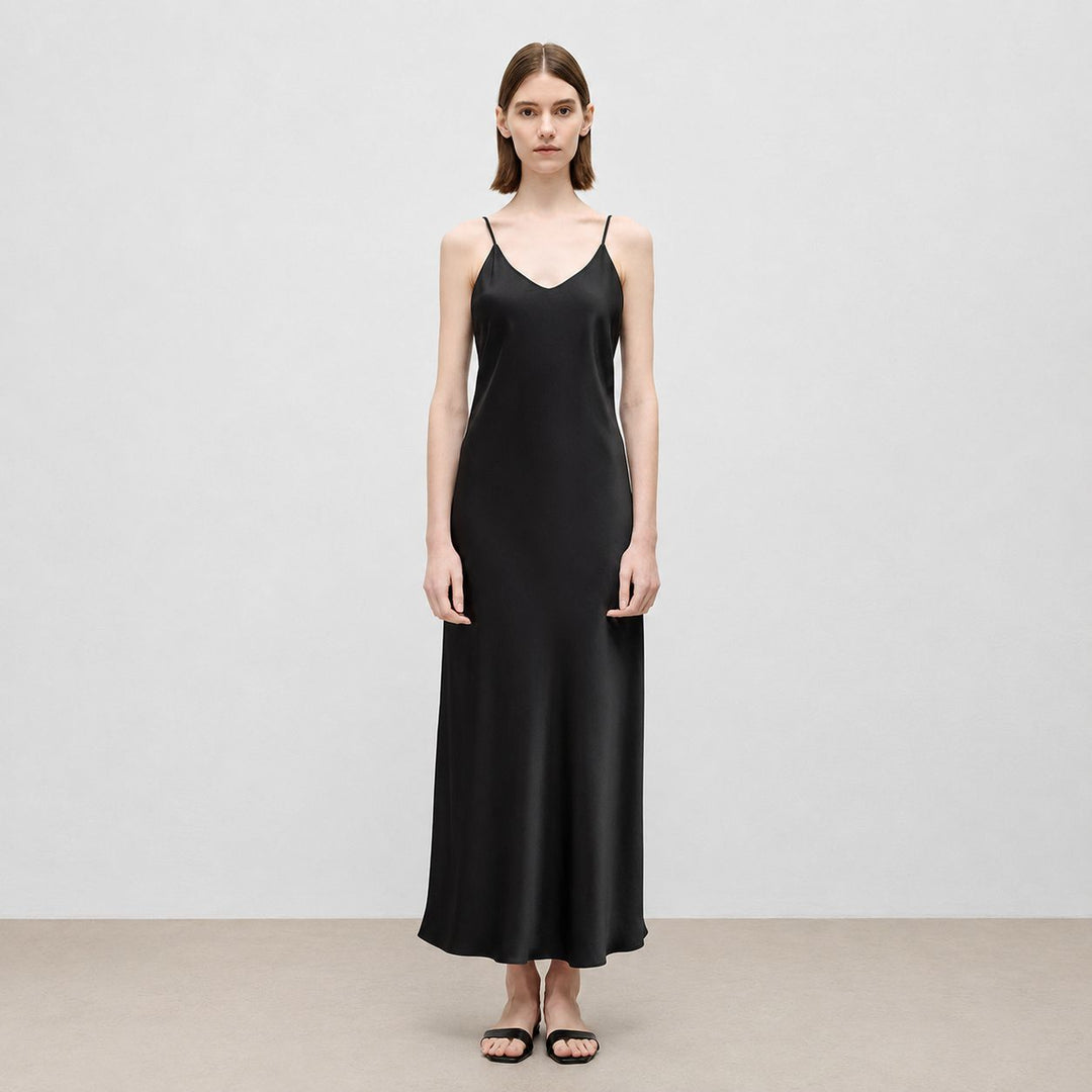 Mulberry Silk V-Neck Long Slip Dress