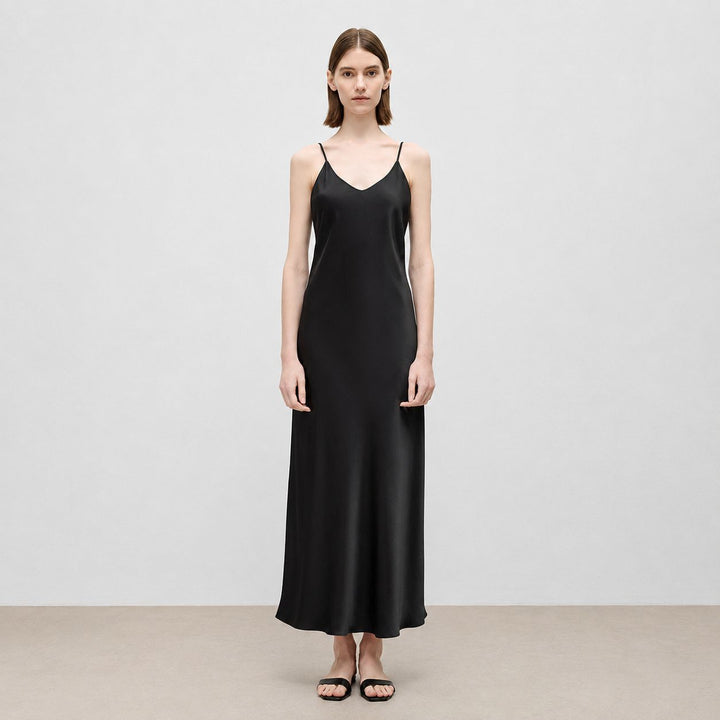 Mulberry Silk V-Neck Long Slip Dress