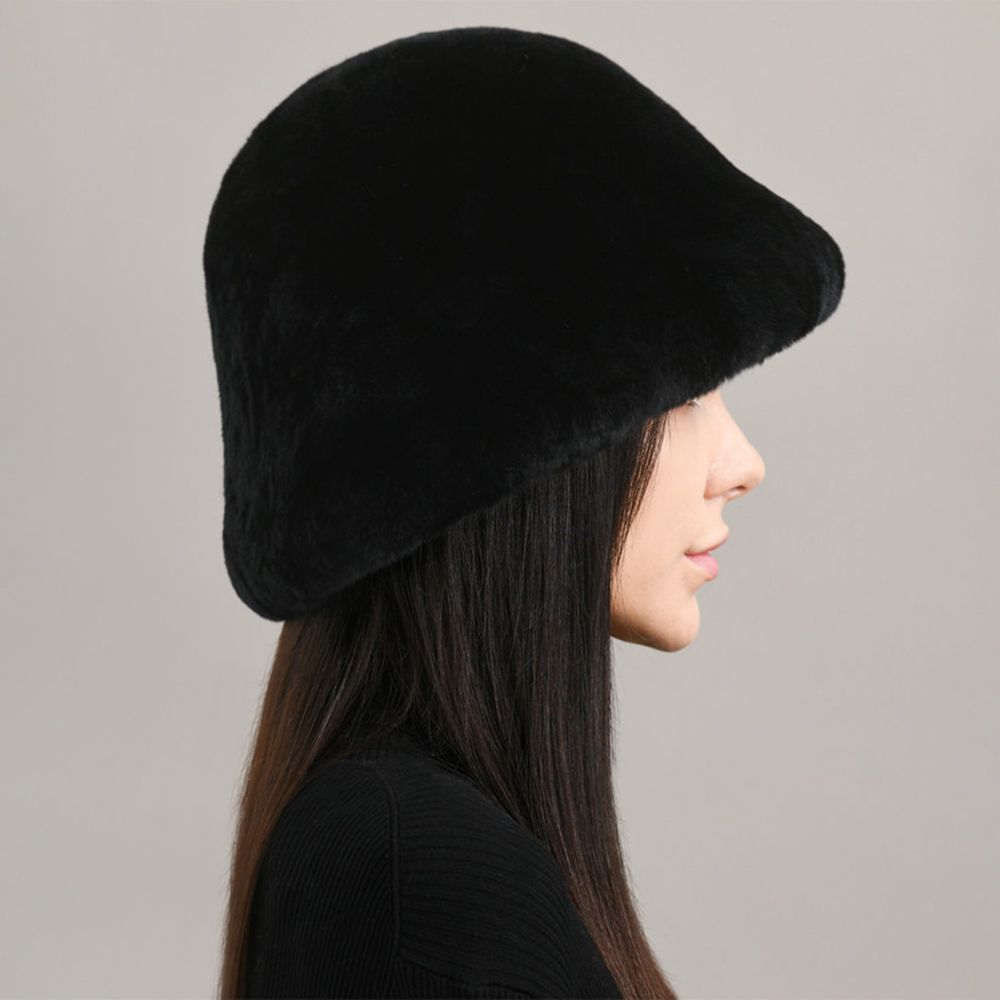 Luxury Animal Pattern Real Rabbit Fur Hat for Women Soft Leopard Winter Bucket Hat