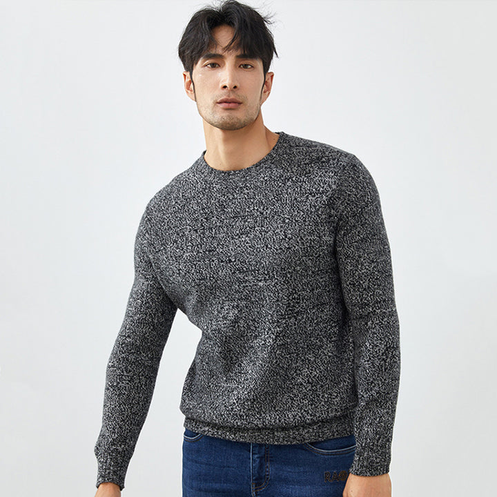 Men's Luxury Marled Crewneck 100% Cashmere Sweater