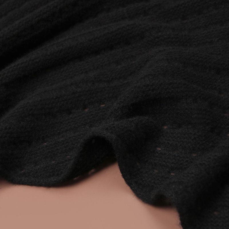 100% Pure Cashmere Pom-Pom Long Triangle Scarf Wrap