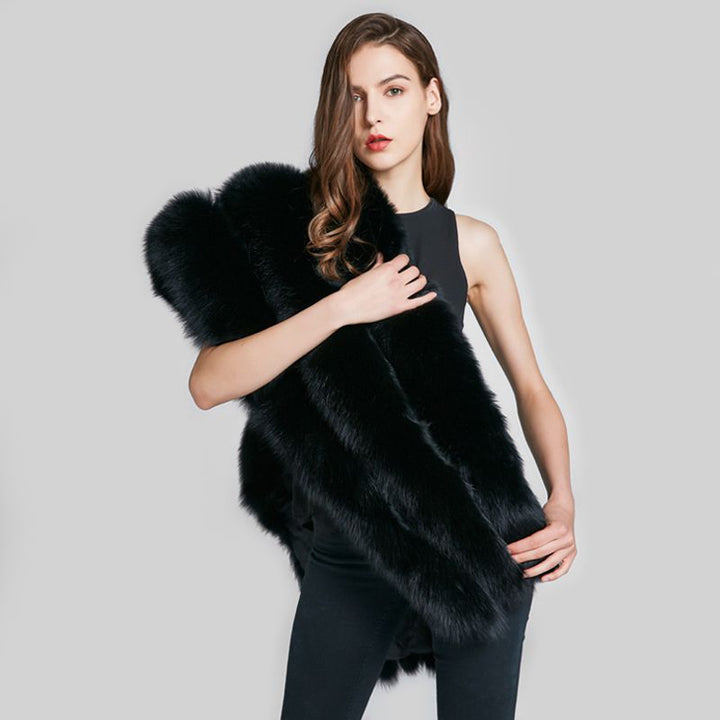 Luxury Real Fox Fur Shawl Wrap for Women Plush Evening Cape Stole