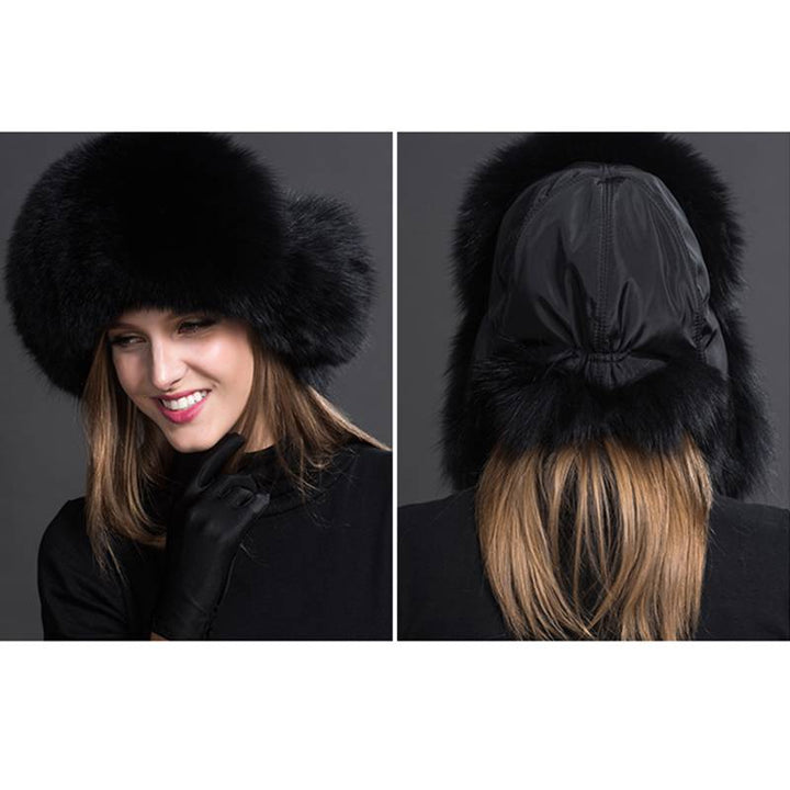 Real Fox Fur Trapper Hats for Women Winter Outdoor Cold Weather Fluffy Fuzzy Furry Genuine Fur Hats