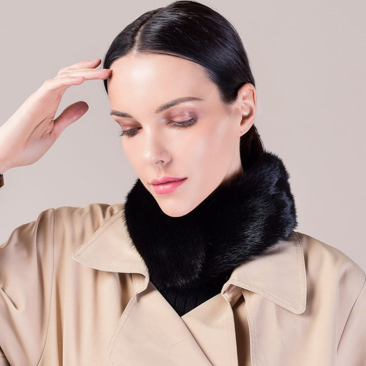 Women’s Real Mink Fur Neck Warmer Scarf Luxurious Fur Collar Wrap with Magnetic Closure