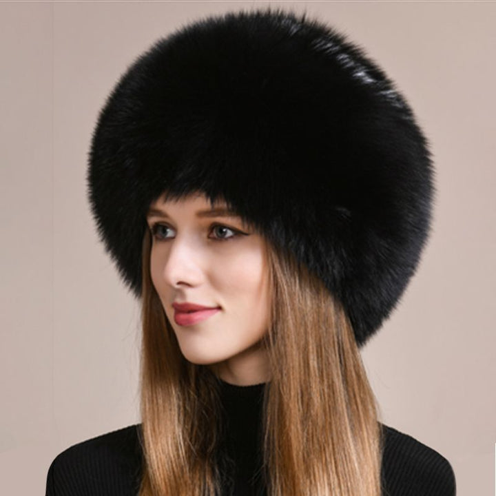 Genuine Fox Fur Hat for Women Luxury Long Tail Full-Pelt Winter Outdoor Hat