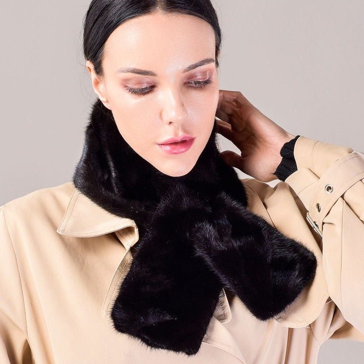 Women's Double-Sided Real Mink Fur Scarf Luxury Winter Lightweight & Elegant Collar Wrap with Slot Loop