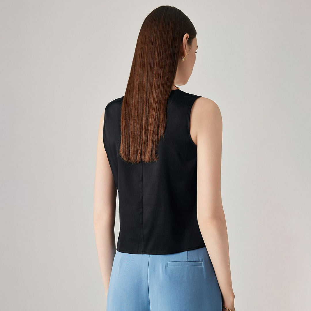 22 Momme V-Neck Sleeveless Silk Tank Top for Women