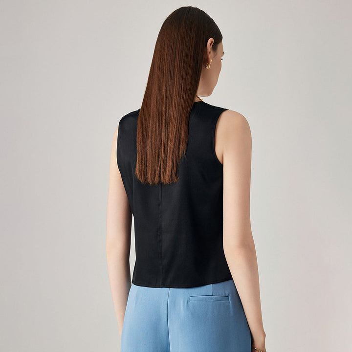 22 Momme V-Neck Sleeveless Silk Tank Top for Women