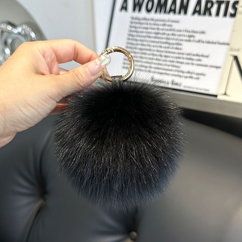 Genuine Fox Fur Pom-Pom Keychain Luxury Fluffy Fur Ball Bag Charm