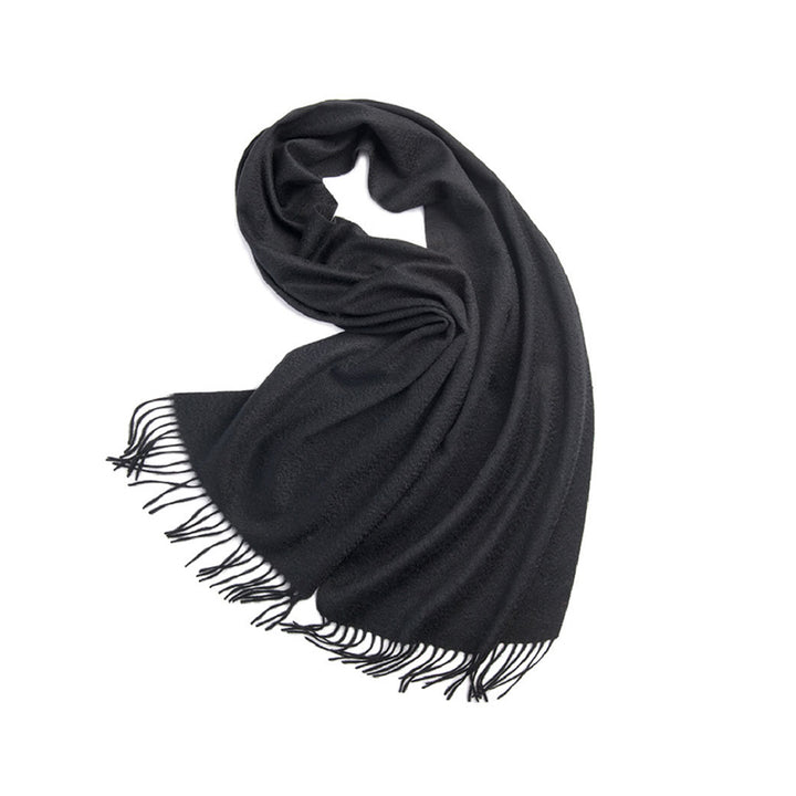 Basic Solid Color Long Cashmere Scarf with Tassels