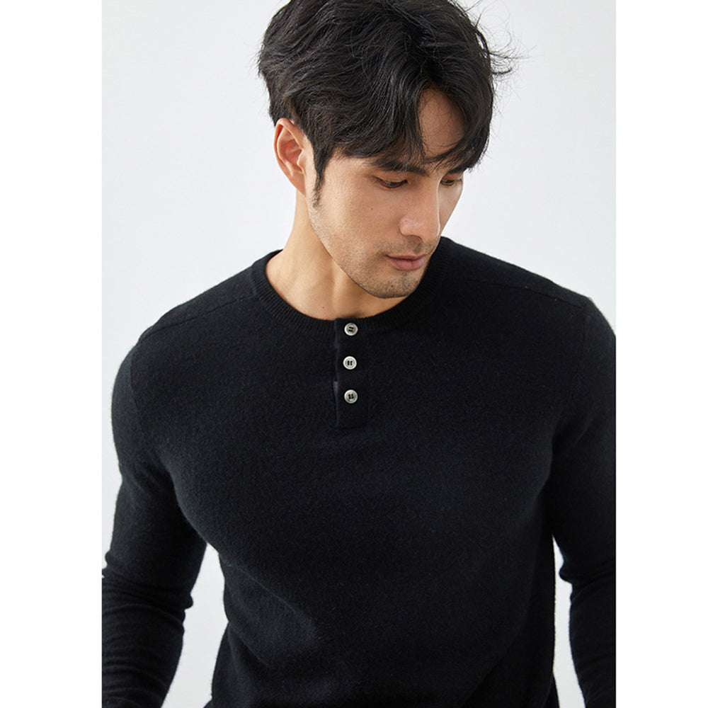 Men's Premium 100% Cashmere Henley Sweater