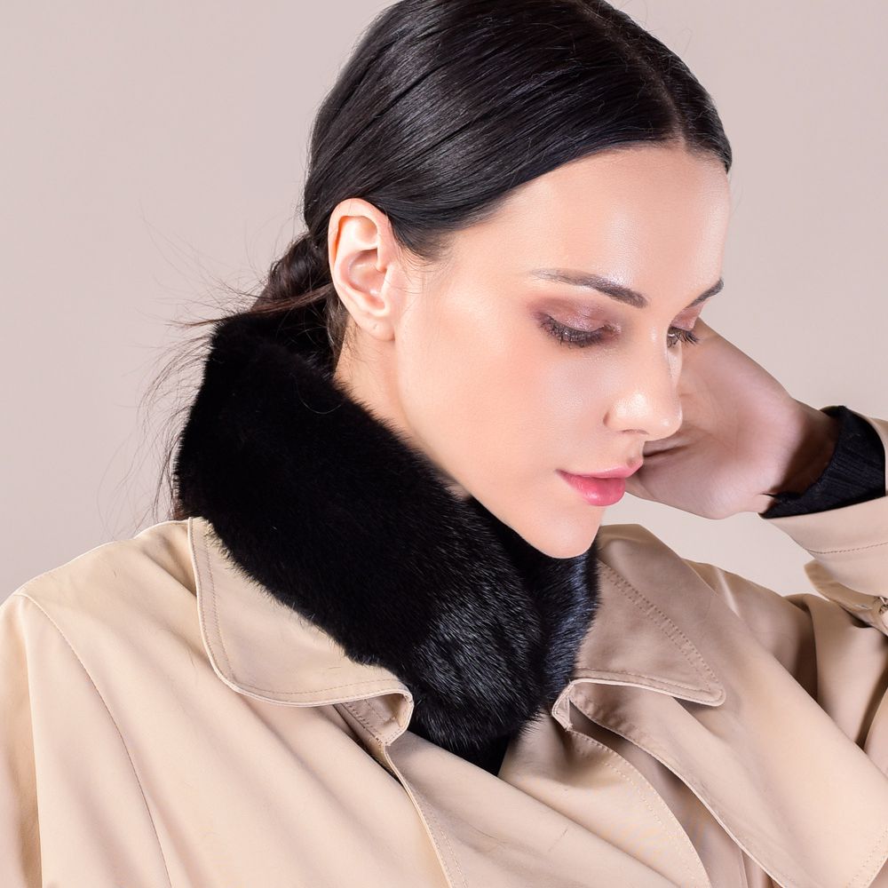 Women’s Real Mink Fur Neck Warmer Scarf Luxurious Fur Collar Wrap with Magnetic Closure
