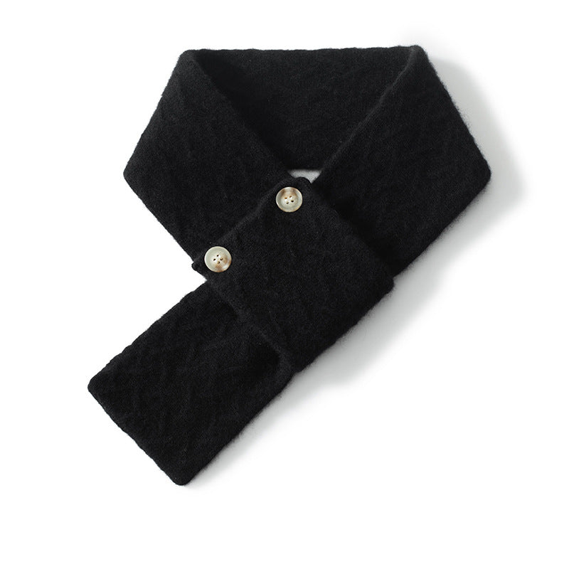 Cozy Pure Cashmere Chunky Knit Buttoned Scarf