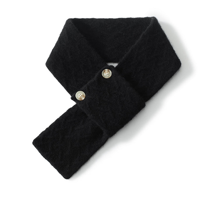 Cozy Pure Cashmere Chunky Knit Buttoned Scarf