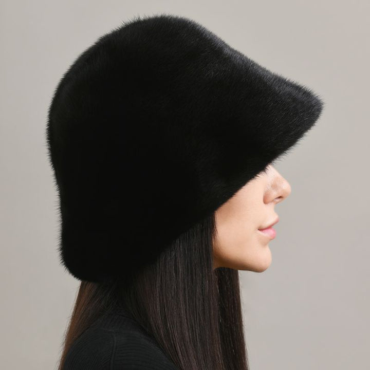 Luxury Real Mink Fur Bucket Hat Soft Warm Elegant Winter Hat for Women