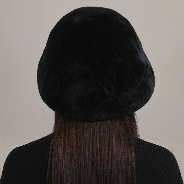 Luxury Animal Pattern Real Rabbit Fur Hat for Women Soft Leopard Winter Bucket Hat