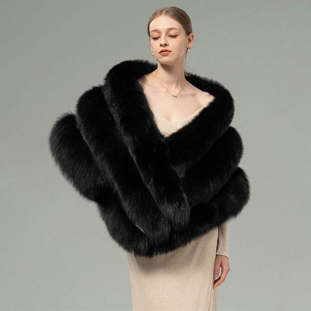 Oversized Women's Luxurious Genuine Fox Fur Shawl Wrap Stole Cape For Evening Dress Wedding Party