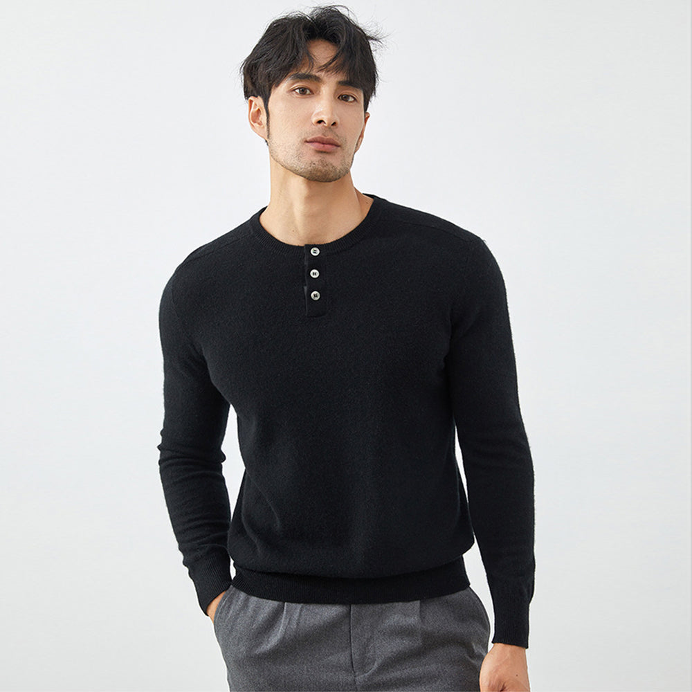 Men's Premium 100% Cashmere Henley Sweater