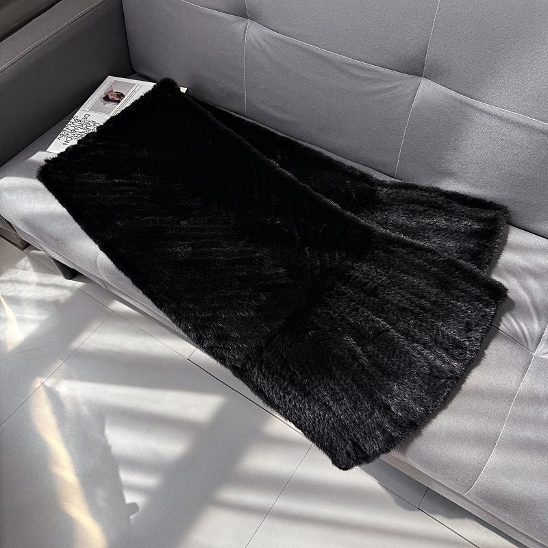 Women’s Real Mink Fur Shawl Genuine Knitted Mink Fur Wrap Stole Shoulder Cape