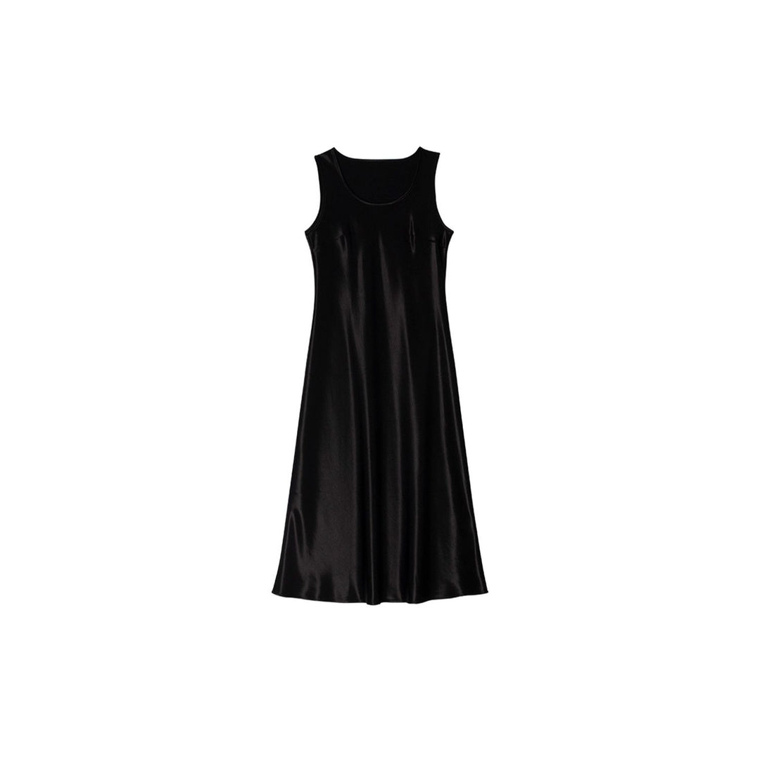 Scoop-Neck 100% Mulberry Silk Sleeveless Slip Dress