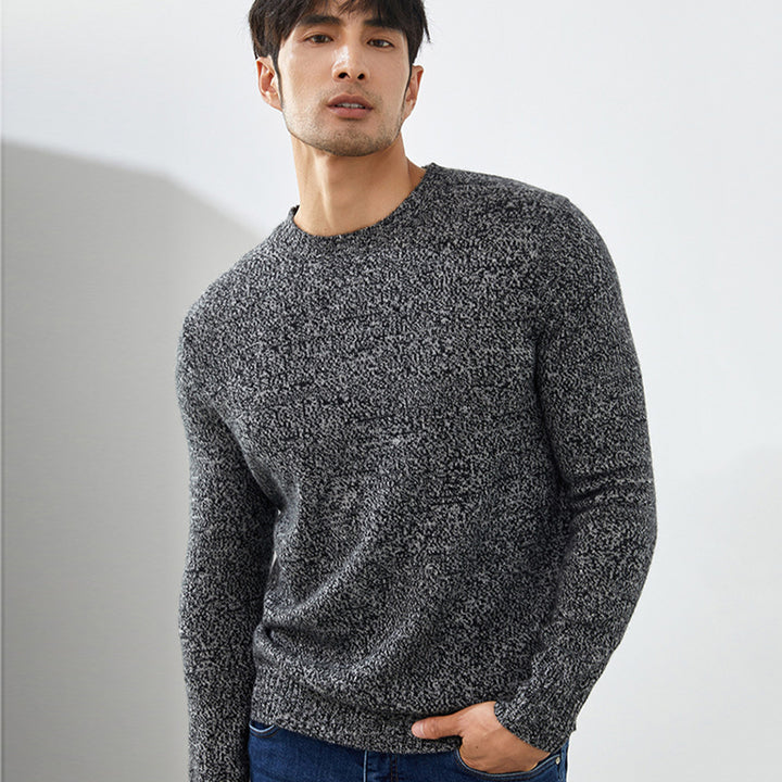 Men's Luxury Marled Crewneck 100% Cashmere Sweater