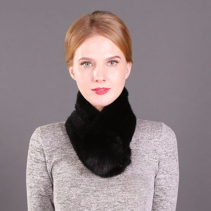 Women's Real Mink Fur Scarf with Fox Fur Pom-Pom Soft Luxury Winter Neck Warmer Lightweight & Elegant Collar Wrap