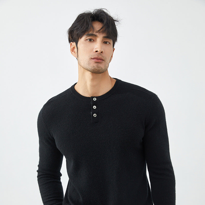 Men's Premium 100% Cashmere Henley Sweater